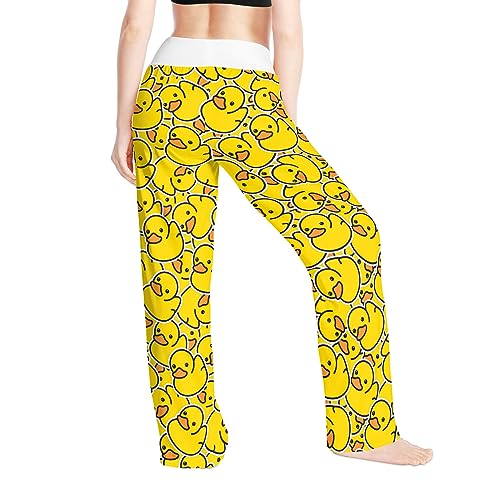 BAIFUMEN Rubber ducks Women Wide Leg Lounge Pants Comfy Pajama Bottoms with Drawstring L