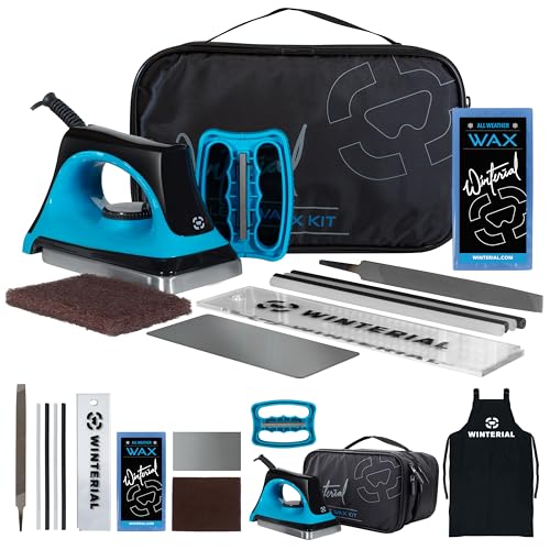 Winterial Snowboard and Ski Tuning Kit, with Iron, All-Temp Snowboard Wax, Angled Edge Tuner File, PTEX Rods and Wax Apron