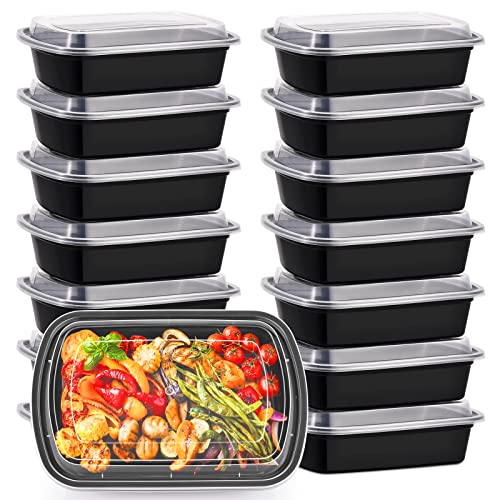 Kitch’nMore 38oz Meal Prep Containers, Extra Large &Thick Food Storage Containers with Lids, Reusable Plastic,Disposable Bento Box,Stackable,Microwave/Freezer/Dishwasher Safe, BPA Free (30Pack)