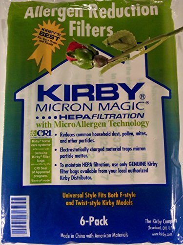 Kirby Vacuum Cleaner Disposable Cloth Paper Bags White Hepa Bags 6 Pack Universal Style Fits ALL Kirby Models by Kirby