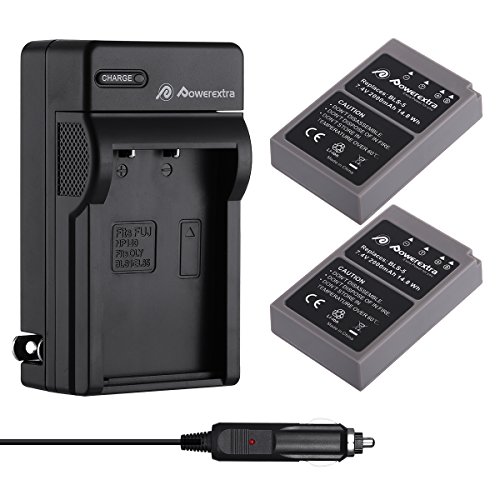 Powerextra 2 Pack Battery & Charger Compatible for Olympus BLS-5, BLS-50, PS-BLS5 and Olympus OM-D E-M10, Pen E-PL2, E-PL5, E-PL6, E-PL7, E-PM2, Stylus 1