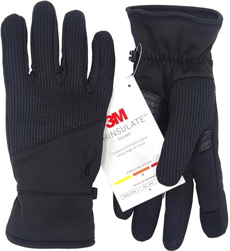 Spyder Men's Core Conduct Gloves - 3M Thinsulate, Touchscreen Compatible, Leather Palm, 360 Stretch - Black, XL