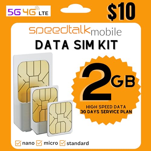 Speedtalk Mobile Data SIM Card - 2GB Internet 30 Day Data Plan 5G 4G LTE Network Compatible with Any Unlocked IoT Devices - USA Coverage - Business-Office-Home Use. - Triple Cut SIM