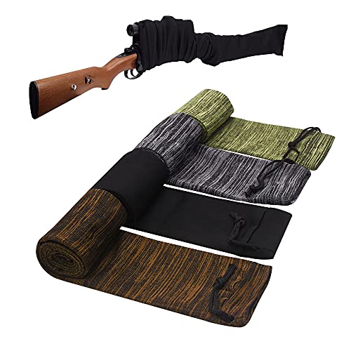 4pcs Silicone Treated Gun Socks, 48 × 4.3 in Knit Gun Socks, Flexible Design Hunting and Shooting Holder Socks for Rifles, Scopes, Pistol Grips & Tactical Accessories