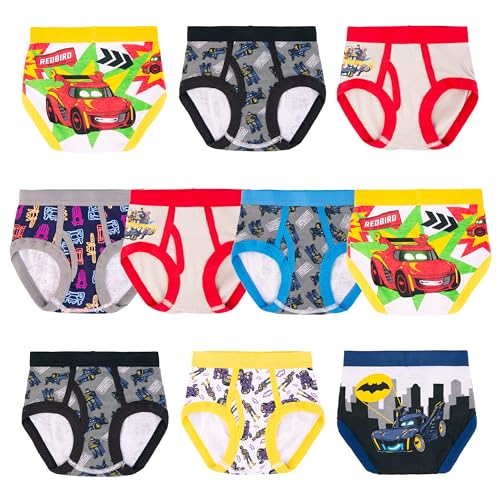 Exclusive Toddler Bat Wheels 100% Combed Cotton Briefs With Batmobile, Redbird & Bat Truck, 2/3T & 4T