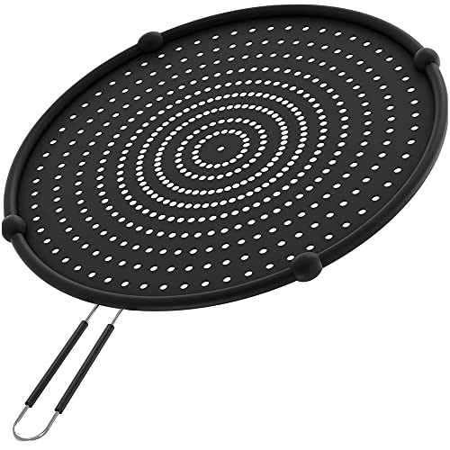 Beckon Ware | USA | 13 Inch Black Silicone Grease Splatter Guard for Frying Pan, Oven Safe Fry Wall, Ultimate Bacon Splatter Screen for Frying Pan for Everyday Cooking and Baking