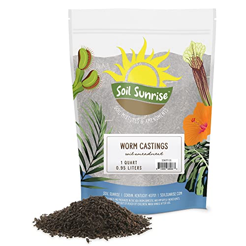 Premium Organic Worm Castings (1 Pound); 1QT All Natural Soil Additive, Builder, and Fertilizer