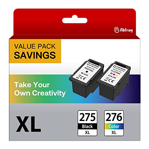 Abfray PG-275 XL/CL-276 XL Multi Value Pack Compatible for PIXMA TS3520 TS3522 and TR4720 TR4722 Printers, Remanufactured Replacement PG275/CL276 High Yield Ink Cartridge for Printer