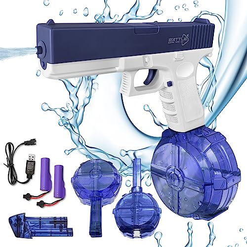 Electric Water Gun Toy Up to 32ft Long Range - 3 Water Clips - 900+CC Large Capacity Automatic Water Gun for Adults & Kids Water Squirt Guns, Water Gun Toys for Pool Beach Outdoor Activities (Blue)