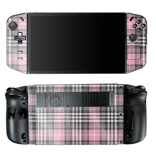 Glossy Glitter Gaming Skin Compatible with Lenovo Legion Go - Pink Plaid - Premium 3M Vinyl Protective Wrap Decal Cover - Easy to Apply | Crafted in The USA by MightySkins