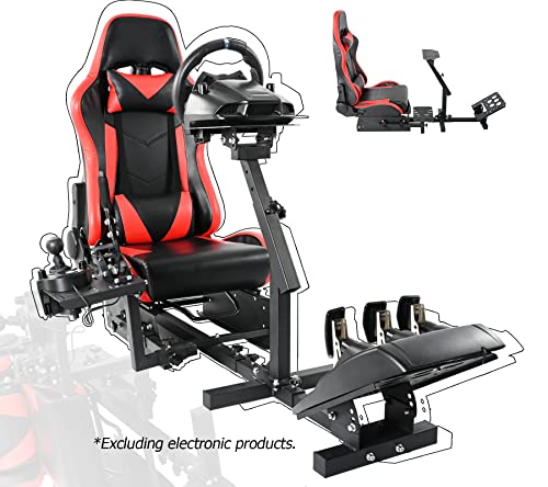 Anman Pro Racing Sim Cockpit with Red Gaming chair Steering Simulator Cockpit for Logitech G25/G27/G29/G920/G923,Fanatec,Thrustmaster, Wheel Shifter Pedals NOT Included