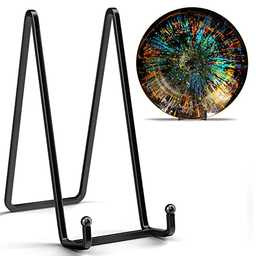 IPAME 8 Inch Large Plate Stands for Display - Metal Square Wire Plate Holder Display Stand + Picture Stand for Book, Platter, Plaque, Photo Easel (2 Pack)