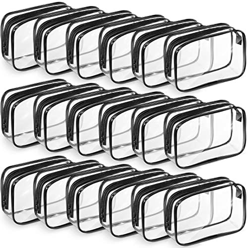 18 Pack Clear Makeup Bags Clear Cosmetic Bag PVC Plastic Zippered Pouches Portable Toiletry Bags for Women Men Travel Vacation Bathroom Organizing (Black Border)