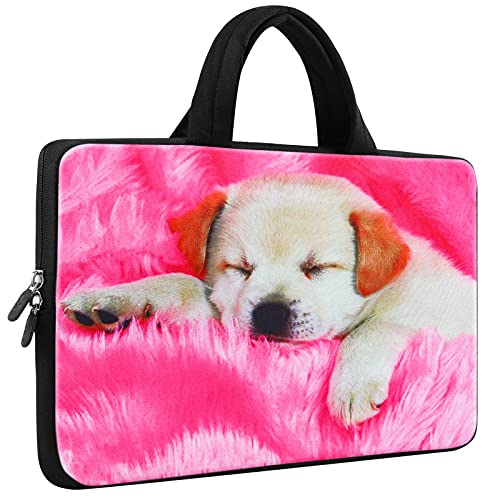 ICOLOR Sleepy Dog 10 10.2 Inch Laptop Carrying Bag Cover Neoprene Travel Briefcase Portable Chromebook Ultrabook Sleeve Case with Handle Fits 9.7-10.1 Inch Dell Google Acer HP Lenovo Asus (IHB10-06)