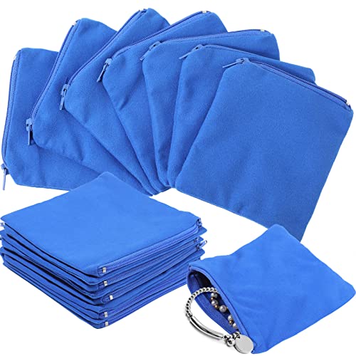 Geosar 24 Pcs Silver Storage Bags Anti Tarnish Jewelry Storage Bags Zippered Silver Keeper for Silverware Silver Jewelry (Blue,4 x 4 Inch)