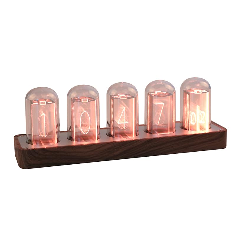 ClocTeck Nixie Tube Clock Wooden Digital Clock for Bedroom, Support Wi-Fi Time Calibration, Alarm, 12/24h Display, No Assemble Required - A Retro Gift to Decorate Your Desk and Bedroom