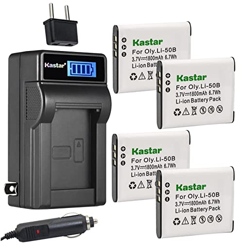 Kastar 4-Pack D-Li92 Battery and LCD AC Charger Compatible with Pentax Optio I-10, Optio RZ10, Optio RZ18, Megazoom X70, Optio WG-1, Optio WG-1 GPS, Optio WG-2, Optio WG-2 GPS Digital Cameras