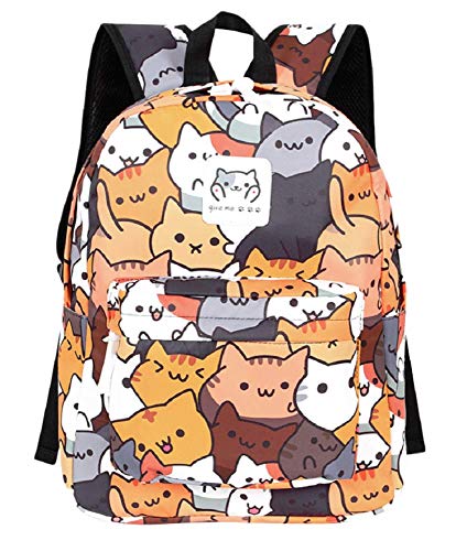 GK-O Cute Anime Cat Canvas Backpack Shoulder Bag Laptop Bag