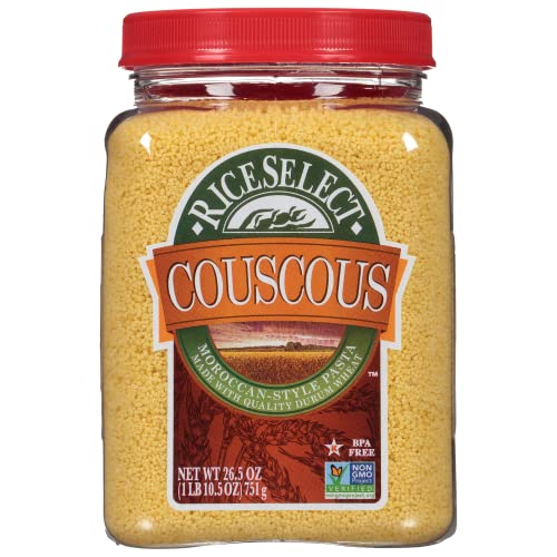 RiceSelect Couscous, Moroccan-Style Wheat Couscous Pasta, Non-GMO, 26.5-Ounce Jar, (Pack of 1)