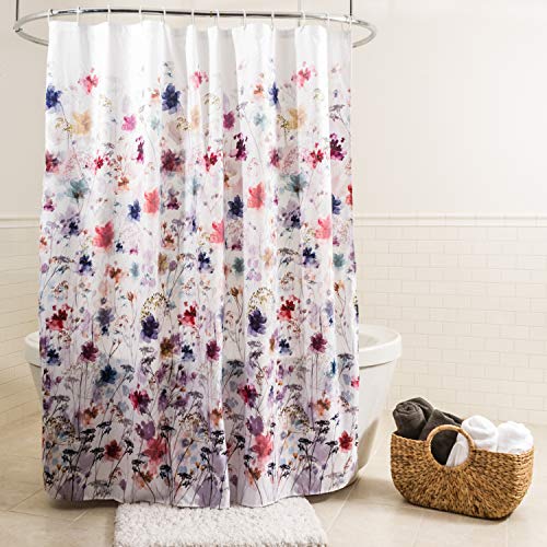 Splash Home Vera Polyester Shower Curtain, for Bathroom and Bathtub Curtains, Lightweight Washable Cloth & Water-Resistant, 70W x 72H Inch - Multi-Colored