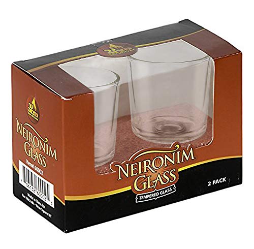 Neironim Glass Shabbos Candle Holders - 2 Pack - Premium Quality Clear Votive Cups for Shabbat - by Ner Mitzvah
