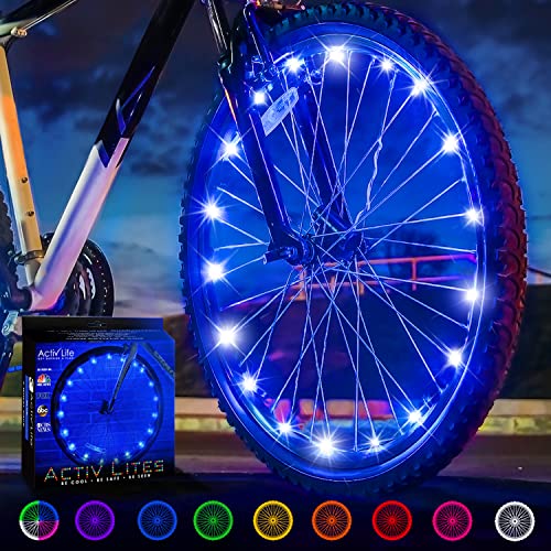 Activ Life Bike Lights (1 Wheel, Blue) Best Easter Basket Stuffers for Boys Teens & Men Gifts - Top Kids Beach Vacation Must Haves & Fun Spring Break Essentials Cool Birthday Presents for Son Dad Him