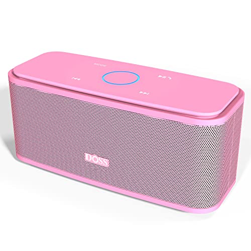 DOSS Bluetooth Speaker, SoundBox Touch Portable Wireless Speaker with 12W HD Sound and Bass, IPX4 Water-Resistant, 20H Playtime, Touch Control, Handsfree, Speaker for Home, Outdoor, Travel-Pink