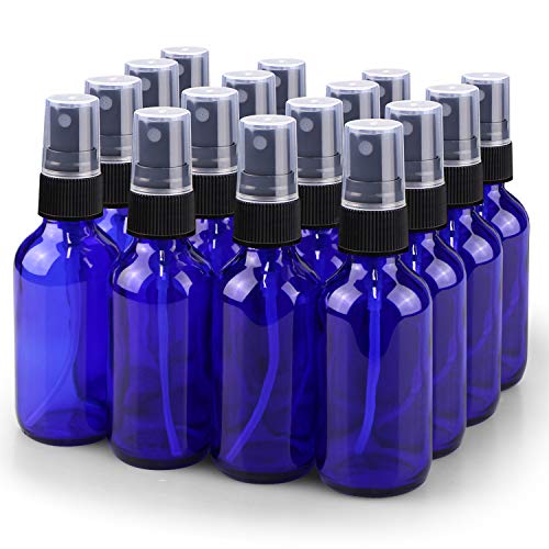 Wedama Spray Bottle, 2oz Fine Mist Glass Spray Bottle, Little Refillable Liquid Containers for Watering Flowers Cleaning(16 Pack, Blue)