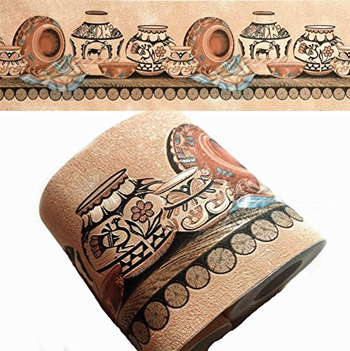 Emoyi Rome Pattern Wallpaper Border Adhesive Wall Borders for Kitchen Bedroom Living Room Home Decor 3.94 inch X16.4 feet Brown