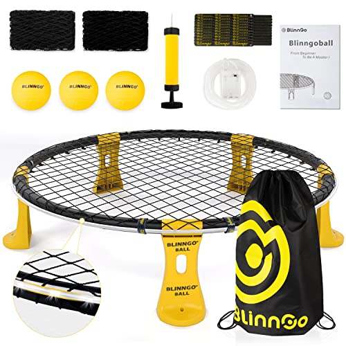 Blinngo Roundnet Game Set with 3 Balls and Strip Light (ONLY for Pro Kit) - Roundnet Game for Outdoor Indoor Lawn Beach Backyard and Park