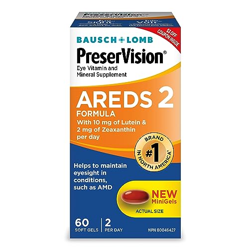 PreserVision AREDS 2 Eye Vitamin & Mineral Supplement, Contains Lutein, Vitamin C, Zeaxanthin, Zinc & Vitamin E, 60 Minigels (Packaging May Vary)