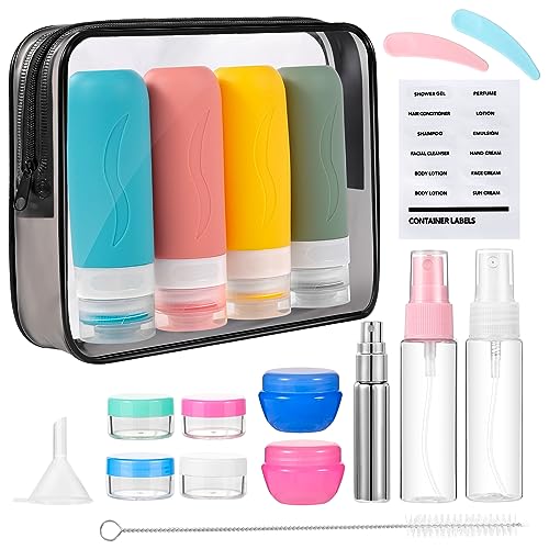 19 Pack Travel Size Toiletries Containers Refillable Perfume Bottles Tsa Approved Travel Toiletry Bag For Women Must Haves Accessories Travel Essentials