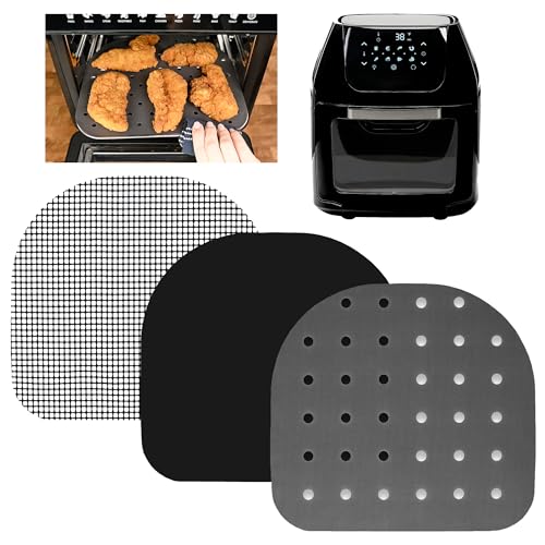 Air Fryer Reusable Liners for Dehydrator Racks Compatible with Chefman 6.3 QT, Power XL 6 QT and Vortex 10 QT, Caynel and more - Replacement for Parchment Paper for Airfryer Racks and Trays