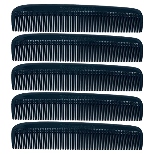 G.B.S (5 Pack) Pocket Comb Black Unbreakable Round Teeth Course Fine Pocket Beard & Mustache Combs for Men's Hair | Sideburns Travel-Friendly Symmetry, Friendly Birthday Gifts