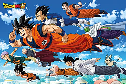 Dragonball Super - Manga TV Show Poster (Goku & Friends - Flying) (Size: 36 x 24 Inches)