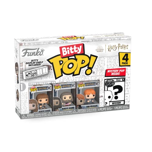 Funko Bitty Pop! Harry Potter Mini Collectible Toys 4-Pack - Hermione Granger, Rubeus Hagrid, Ron Weasley & Mystery Chase Figure (Styles May Vary)