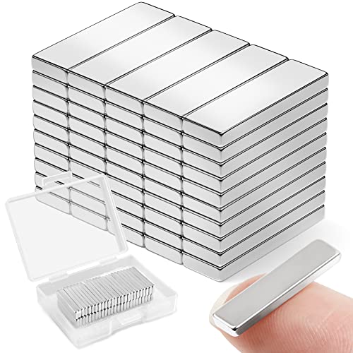 50Pcs Strong Neodymium Magnets Bar, 20x5x2mm Heavy Duty Rare Earth Magnets, Rectangular Magnetic Bar, Small Powerful Magnets for Crafts Kitchen DIY Tool Storage Science Office