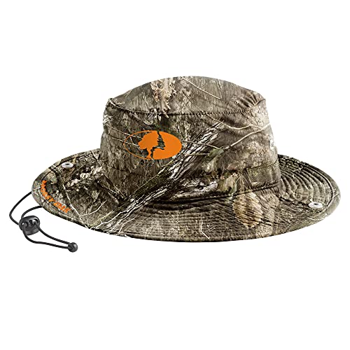 MISSION Mossy Oak Camo Cooling Bucket Hat - 3' Wide Brim Sun Hat for Men and Women Unisex - UPF 50 Sun Protection, Cools When Wet, Country DNA