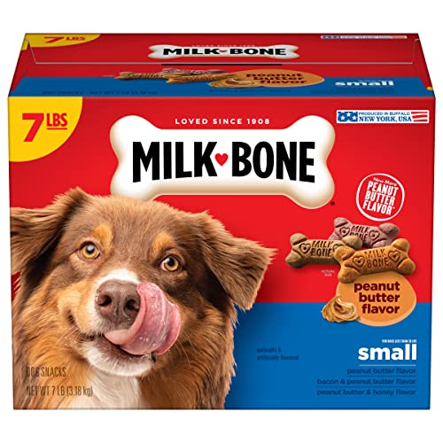 Milk-Bone Peanut Butter Flavor Dog Treats for Small Dogs, 7 Pound, Crunchy Texture Helps Freshen Breath