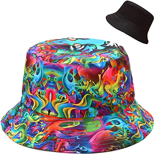 Tiger Print Bucket Hat Beach Sun Hat Funny Fishing Hat for Women, Reversible Double-Side Wear
