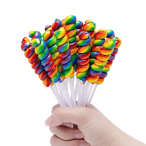Twisty Lollipop, Rainbow Twist Lollipops Individually Wrapped Bulk, Kid's Lollipops Candy for Birthday, 12g Mixed Fruit Flavor 30 Pack