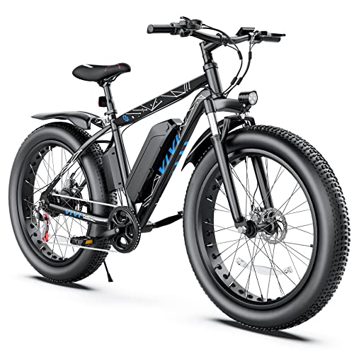 Vivi Electric Bike 26' x 4.0 Fat Tire Electric Bicycle, 500W (Peak 750W) Electric Mountain Bike, 25MPH Ebikes for Adults with 48V 13AH Removable Lithium-Ion Battery, Up to 50 Miles