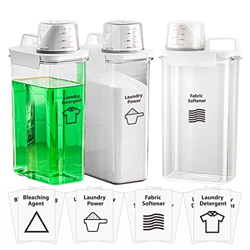 [3 Pack] Liquid Laundry Detergent Dispenser For Laundry Room Organization And Storage, 78oz Large Capacity Laundry Soap Containers With 12 Removable Labels, BPA Free & PET Plastic Clear