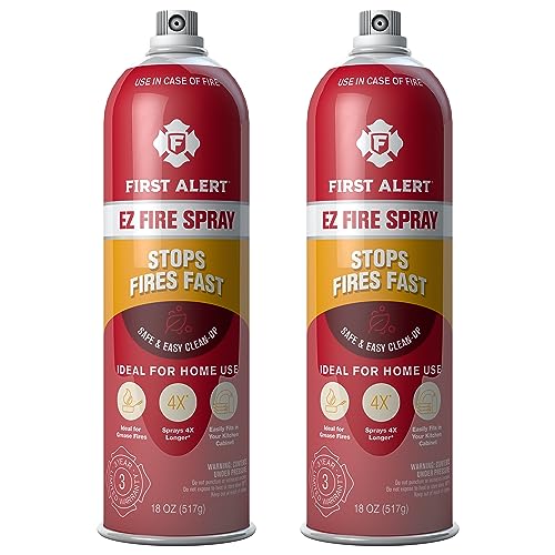 First Alert EZ Fire Spray, Extinguishing Aerosol Spray, Pack of 2, AF400-2, RED