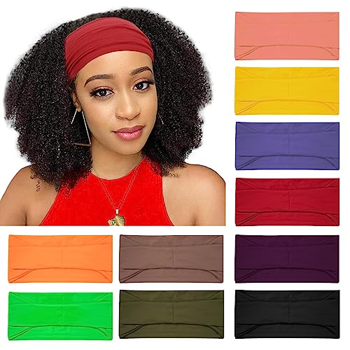 RITOPER 10 Pack Wide Headbands for Women, Workout Yoga Running Womens Headbands Boho Hair Bands for Women's Hair, Non Slip Sweat Head Bands Thick Hair Wrap (Solid Headbands)