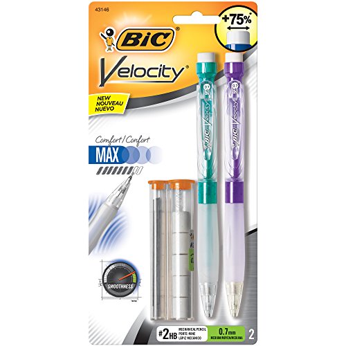 BIC Velocity Max Mechanical Pencil, Medium Point (0.7mm), 2-Count, Black (pack of 1)