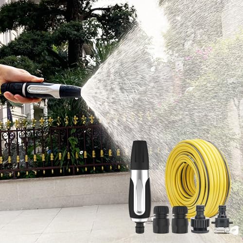 80 Inches Pipe Gold Car Wash Water Household Tools Set, High Pressure Artifact Nozzle Hose Pressurized Water Flowers High Pressure Hose Nozzle Border Gardening Tools 2m Water Pipe