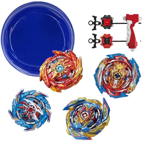 ASVEXKW Battling Tops Burst Toy Game Set 4 Spinning Tops 2 Launchers Bey Battle Tops Battling Tops Set Great Birthday Gift for Children Kids Boys Ages 6+ (1850)