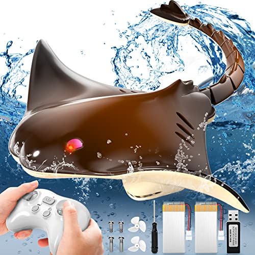 EPPO Remote Control Shark Stingray Toys High Simulation Scale Robot Fish, Swimming Pool Bathroom Great Gift RC Boat Toys for 4 5 6+ Year Old Boys and Girls Christmas Birthday Gifts