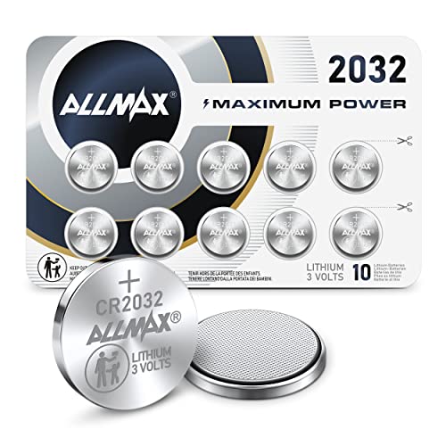 Allmax CR2032 Maximum Power Lithium Coin 3V Battery (10 Count) – Ultra Long-Lasting, 10-Year Shelf Life, Leakproof Design – Perfect for Key Fobs & Watches